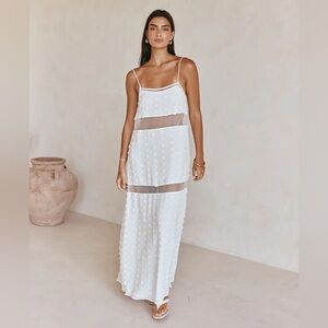 Sabo Miliano Maxi Dress White Mesh Panels